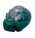 Shimmering Teal Skullception Resin Skull