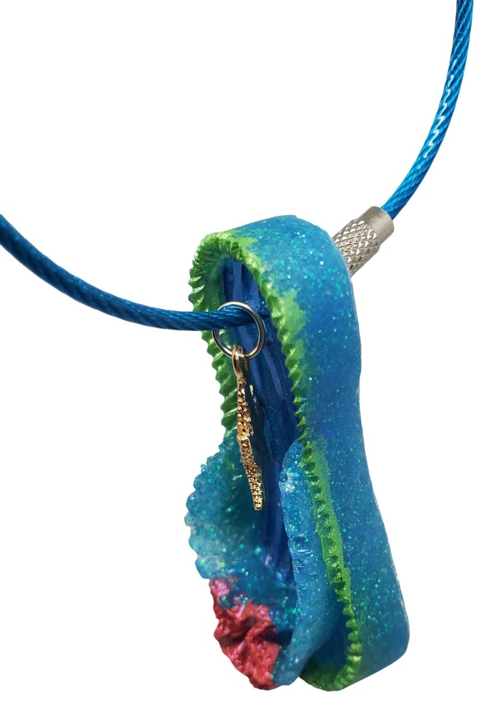 Blue & Green Shell Sandal Key Chain
