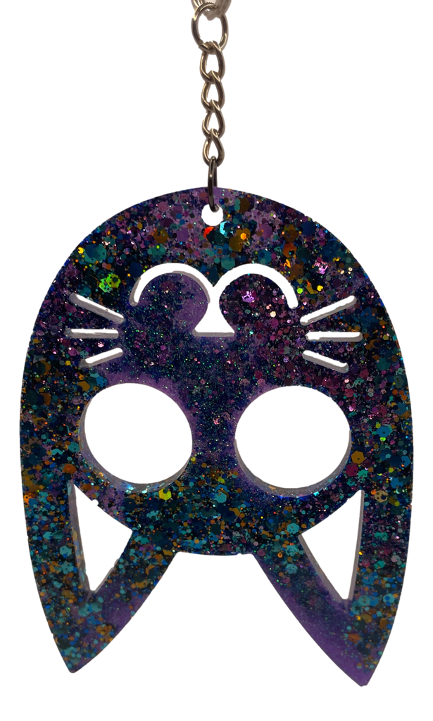Blue & Purple  Cat Face Safety Keychain