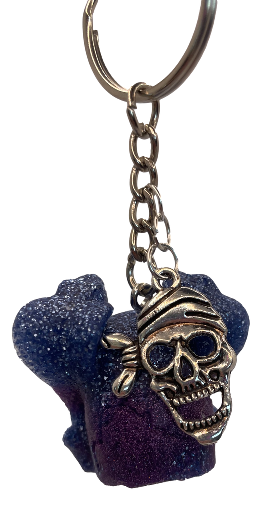 Blue & Purple Cobra Skull Keychain