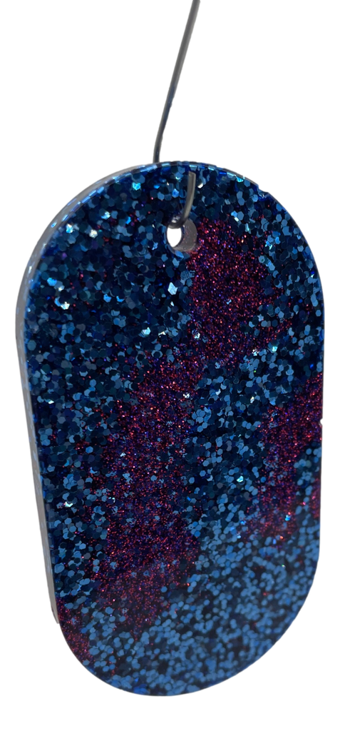 Blue & Purple Glitter Gift Tag Tree Ornament