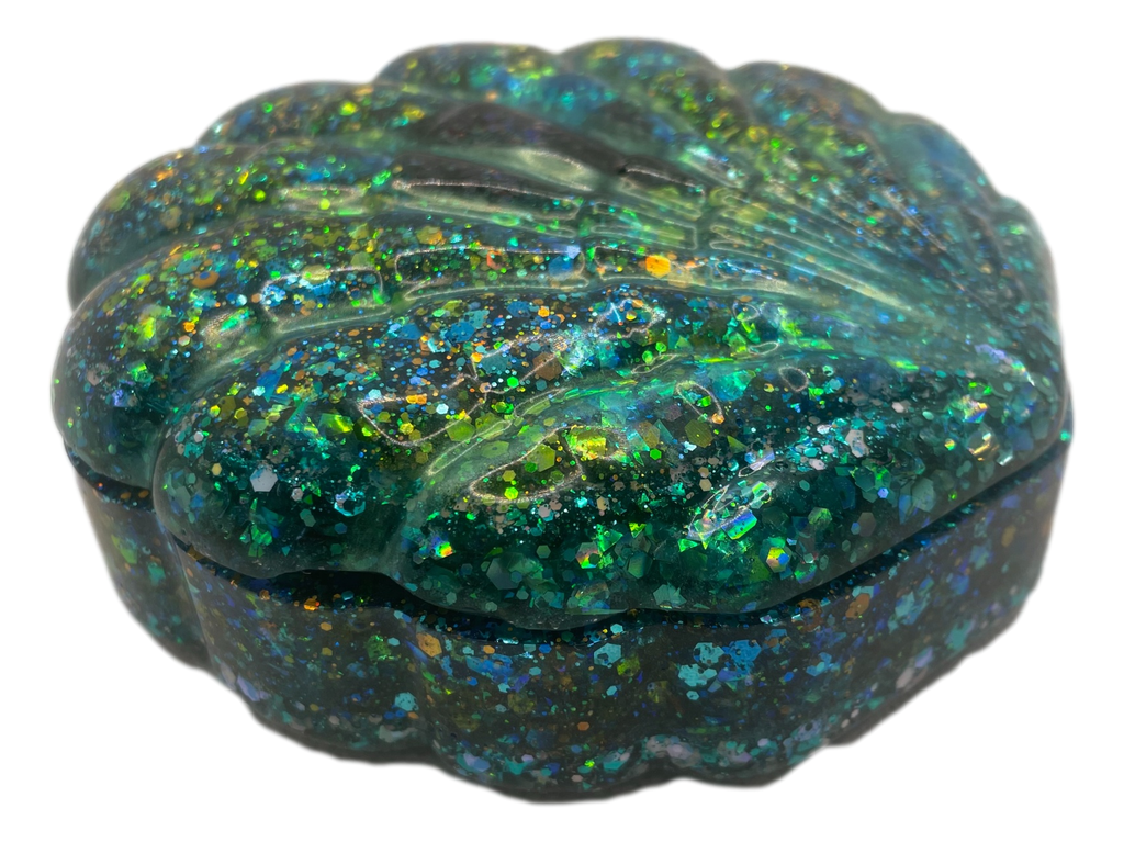 Blue & Teal Scallop Shell Resin Storage Dish