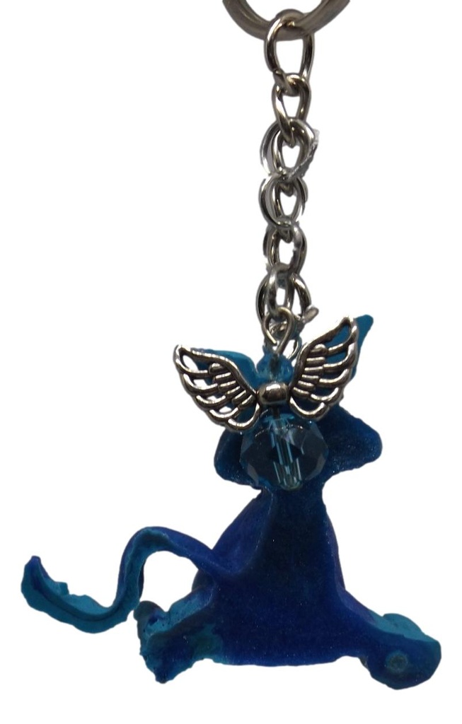 Blue Cartoon Cat Keychain