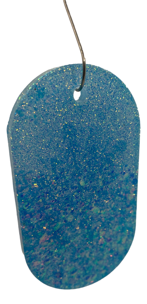 Blue Glitter Opal Snowflake Tag Tree Ornament