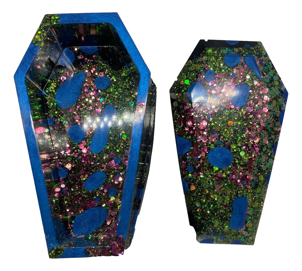 Blue Splotch Coffin Trinket Box