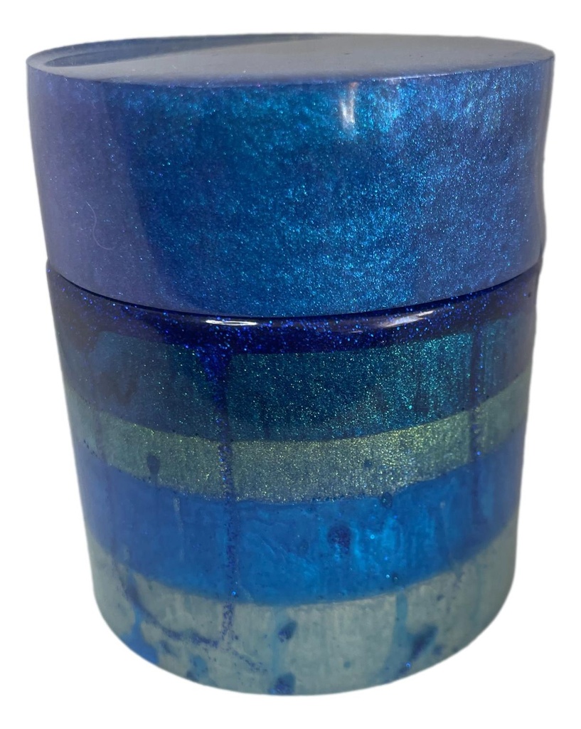 Blue Striped Stash/Trinket Jar with Screw-on Lid