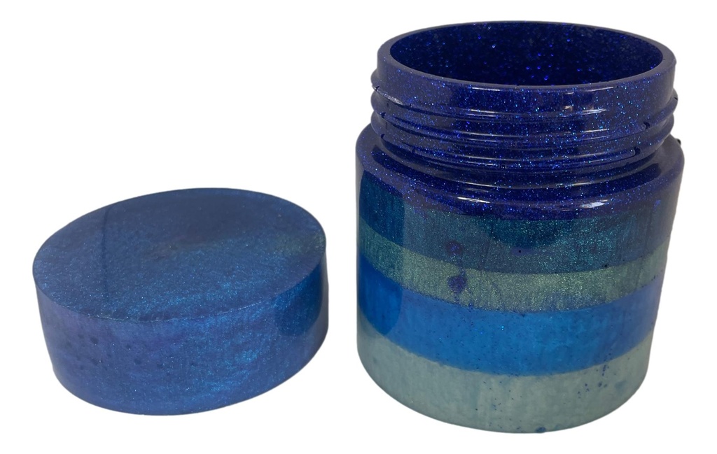 Blue Striped Stash/Trinket Jar with Screw-on Lid