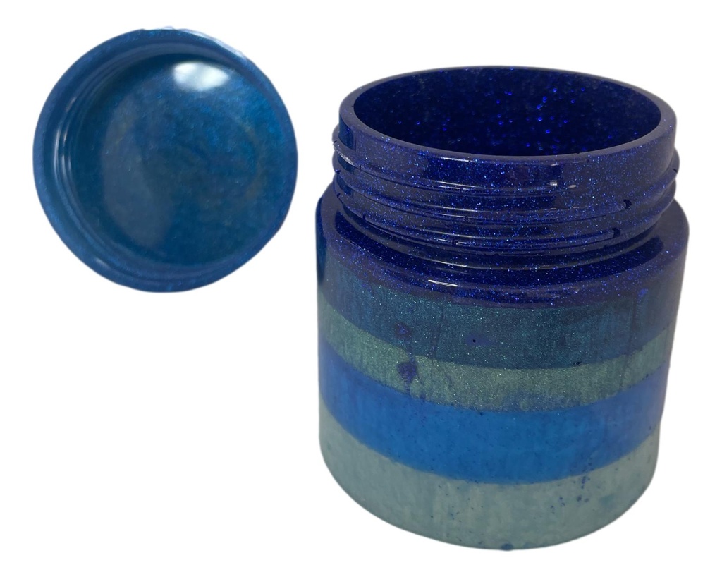 Blue Striped Stash/Trinket Jar with Screw-on Lid