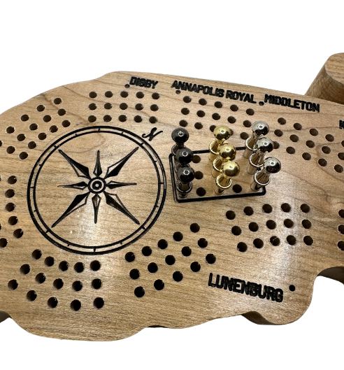 Maple Wood Nova Scotia Map Cribbage Board Game