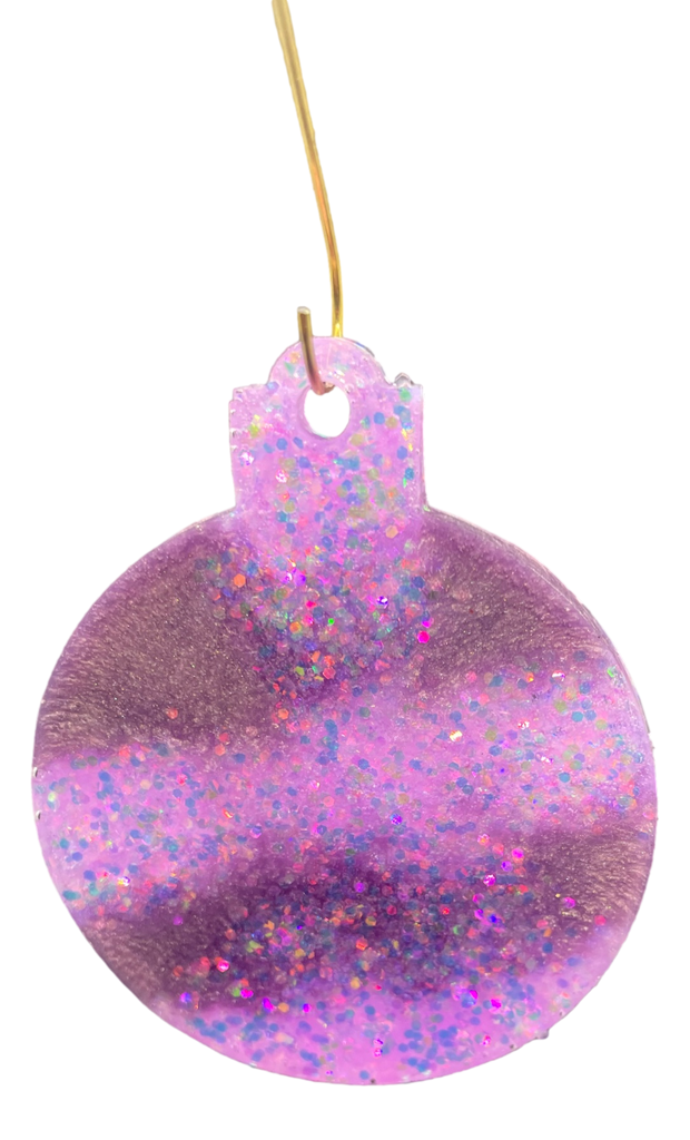 Purple Holographic Glitter Ball Ornament