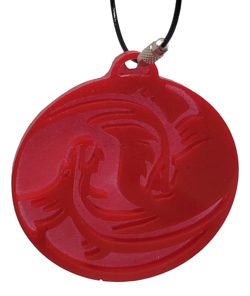 Yin Yang Dragon Art Keychain in Red