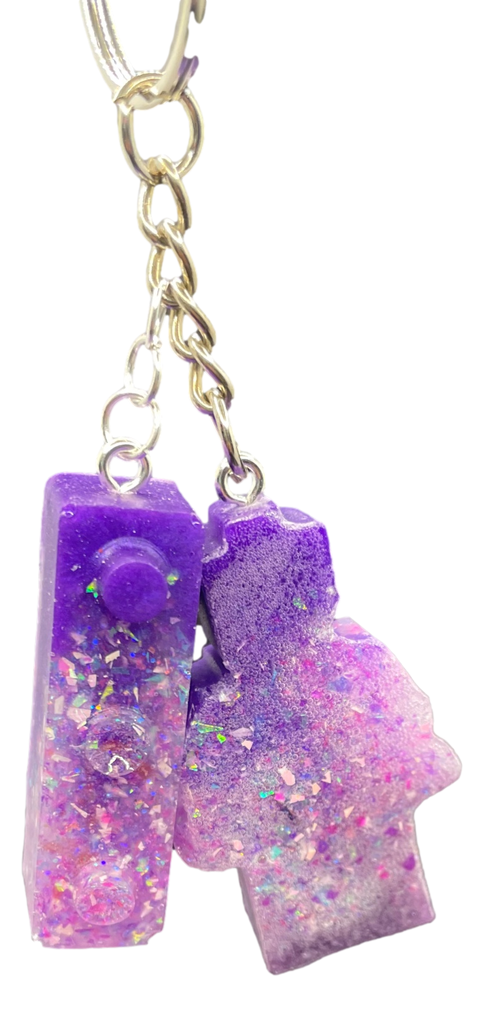 Sparkling with Purple Building Block Key Chain