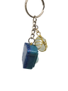 2-tone Teal and Blue Glitter Crown Keychain with Bead Charm