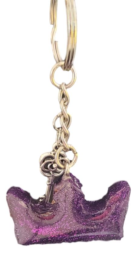 Royal Purple Glitter Tiara Keychain