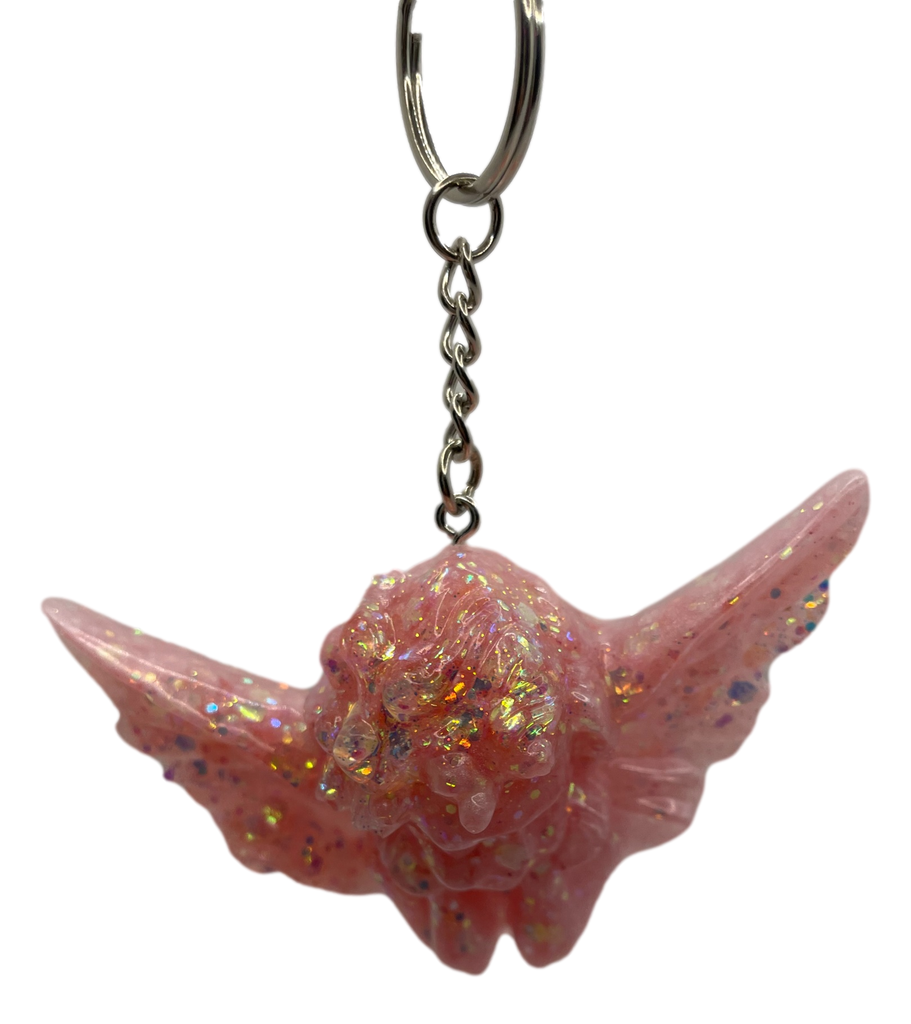 Gorgeous Soft Pink Glitter Angel Keychain