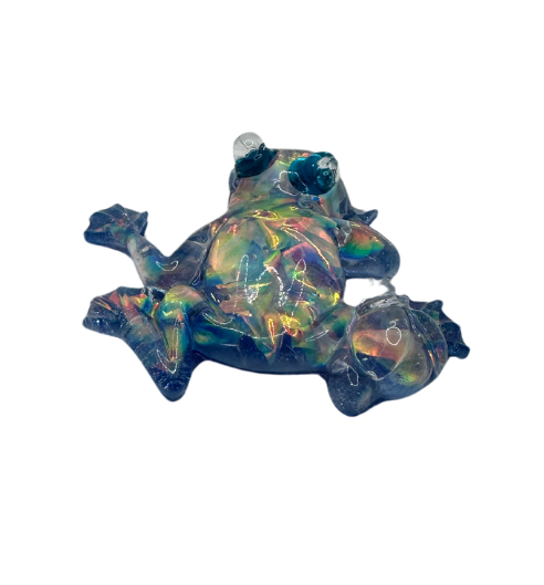 Blue Iridescent Resin Frog
