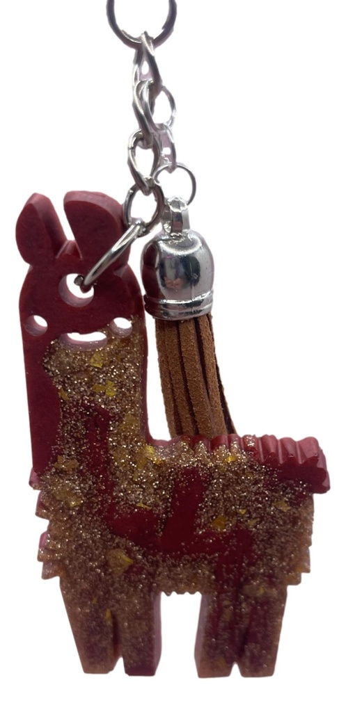 Gold Glitter Llama Keychain