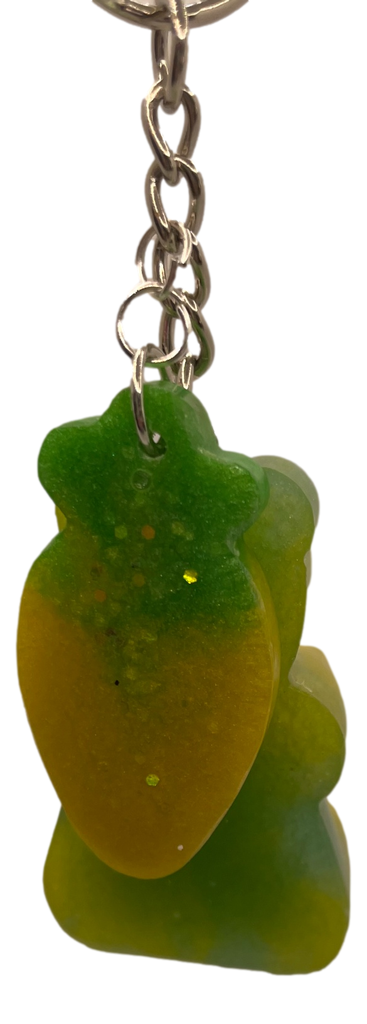 Yellow and Green Teddy Bear Keychain