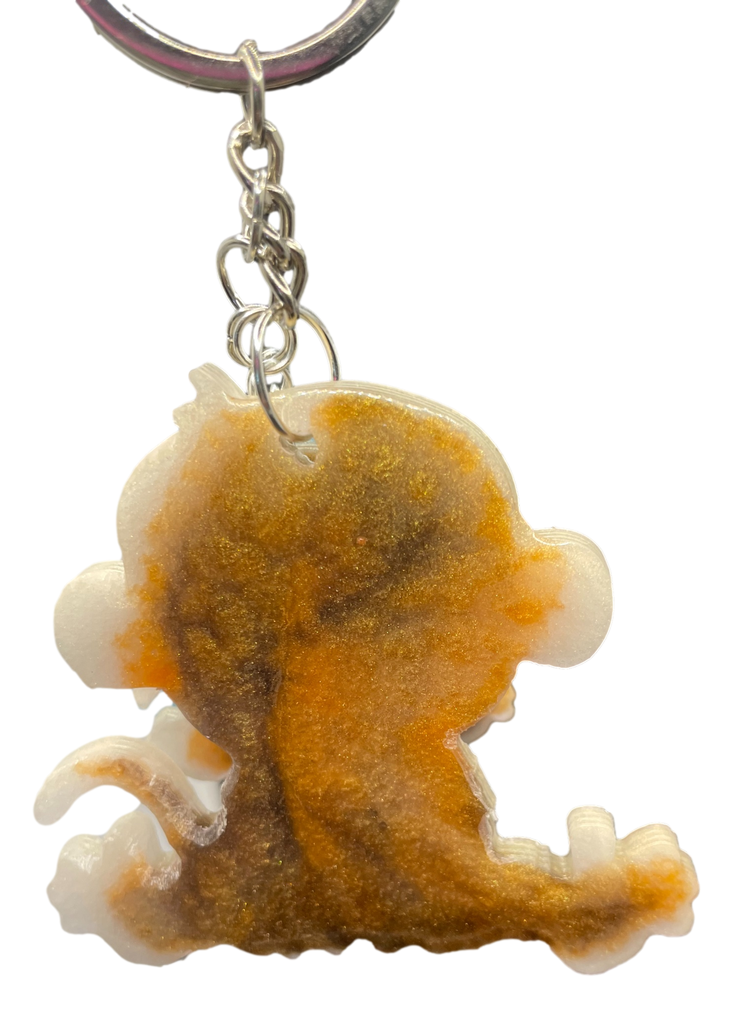 Brown & Orange Monkey Family Keychain