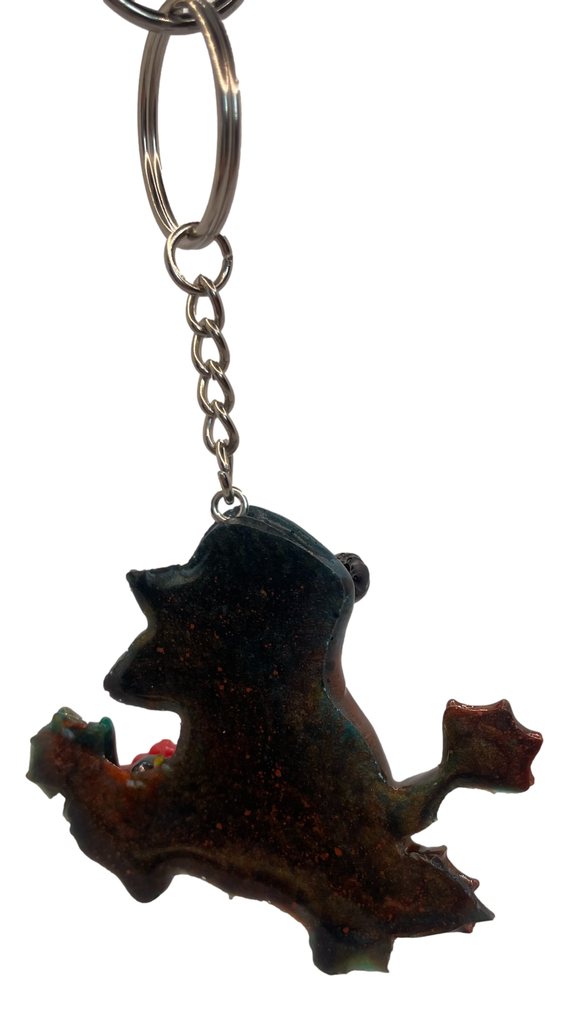 Multi-coloured  Frog Resin Keychain