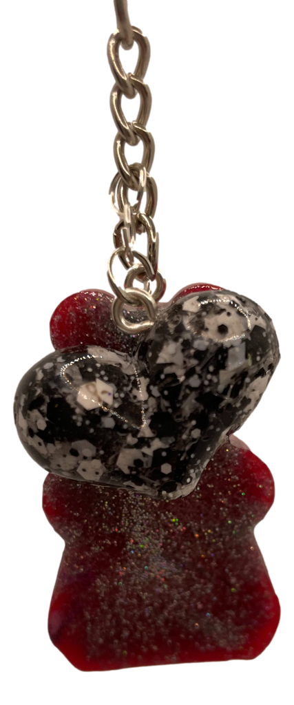 Red & Silver Teddy Bear Keychain