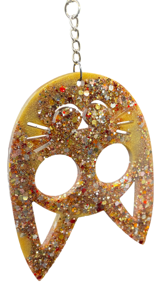 Gorgeous Gold Cat Face Safety Keychain
