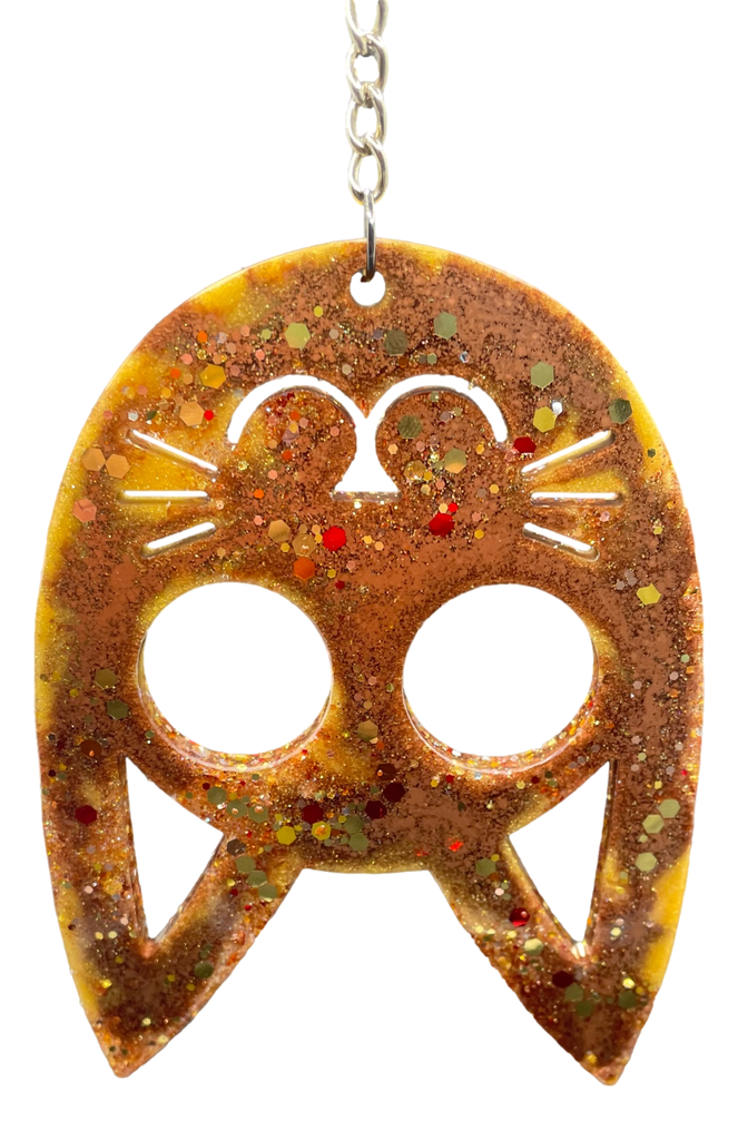 Gorgeous Gold Cat Face Safety Keychain