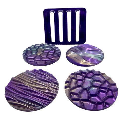 Stunning Purple Tone Coaster Set with Tray 