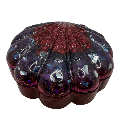 Red & Purple 2 Piece Shell Resin Trinket Dish