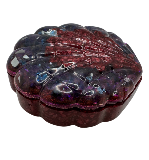 Red & Purple 2 Piece Shell Resin Trinket Dish