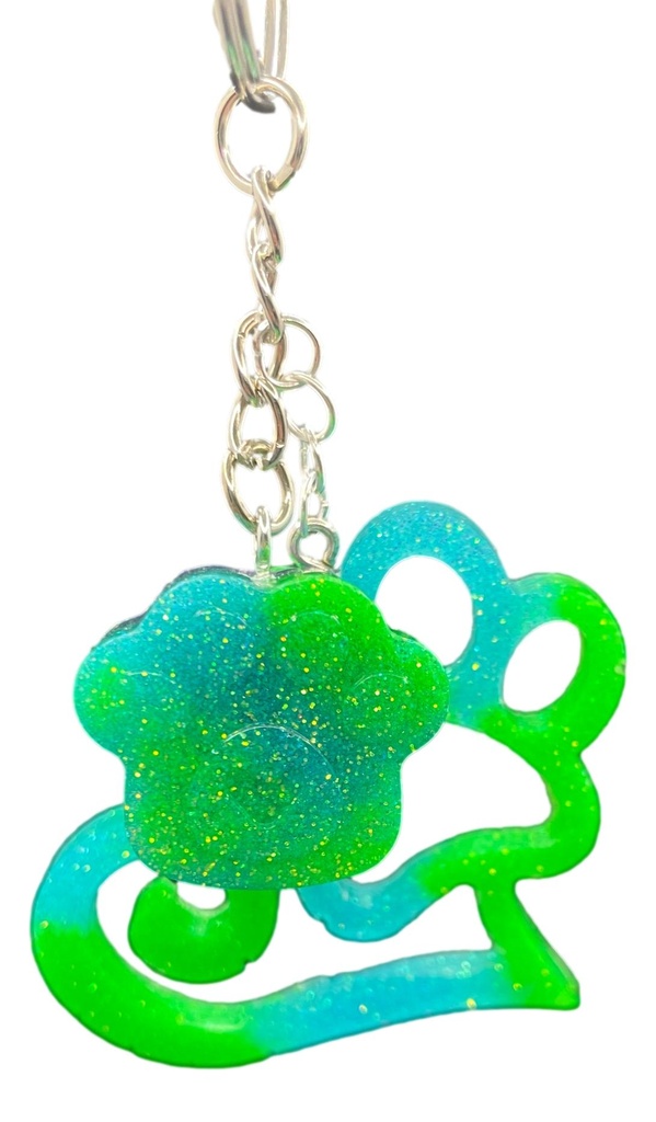 Open Heart Paw Print Keychain