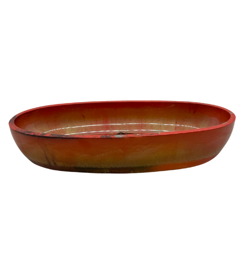 Red & Black Woodsman Oval Resin Bowl 