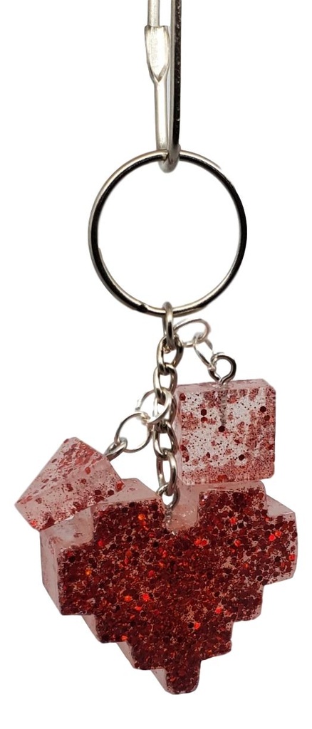 Red Glitter Geometric Heart Keychain