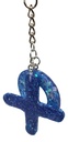 XO Keychain Set in Blue Iridescent Glitter