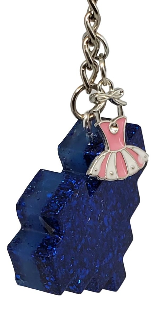 Blue Heart & Flowers Keychain