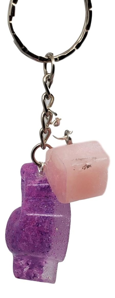 Purple Flamingo Keychain with Lips Charm