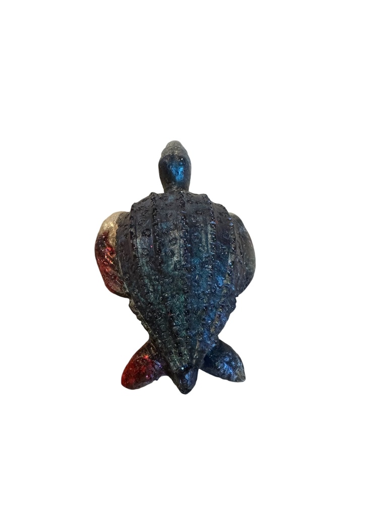 Tiny Blue Iridescent Resin Sea Turtle  