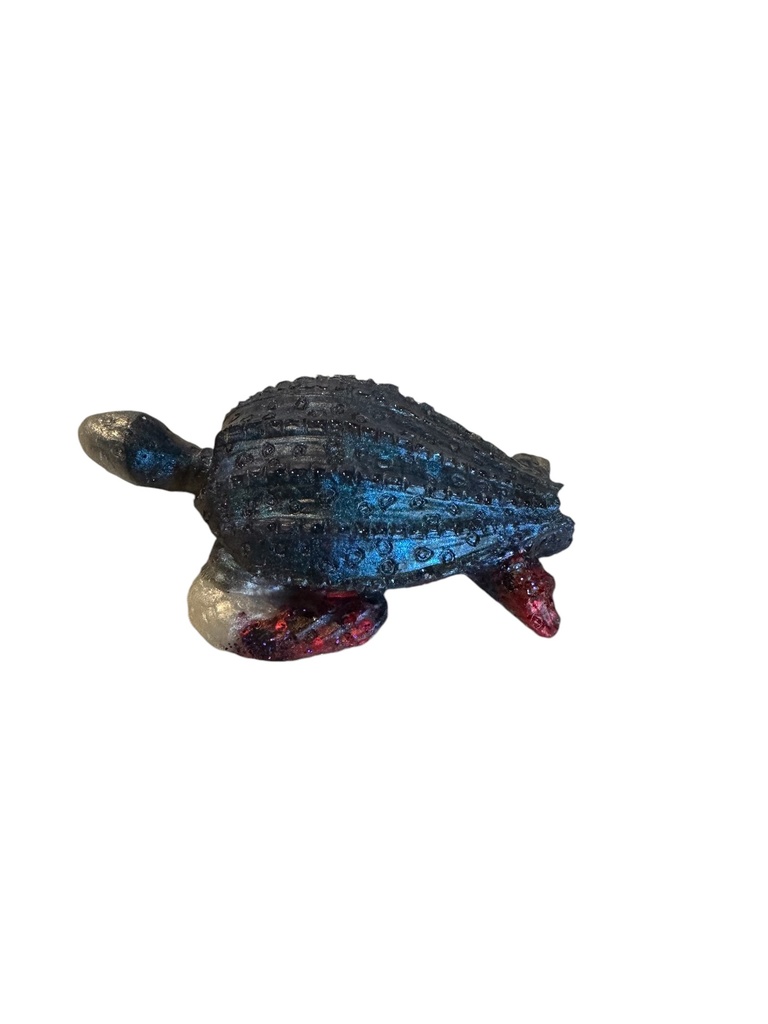 Tiny Blue Iridescent Resin Sea Turtle  