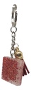 Simple Red Glitter Square Pendant Key Chain