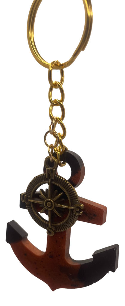 Black & Rust Anchor Keychain