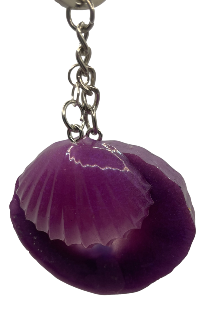 Just Purple Scallop Shell Shaker Keychain