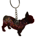 Copper and Glitter Frenchie Dog Keychain