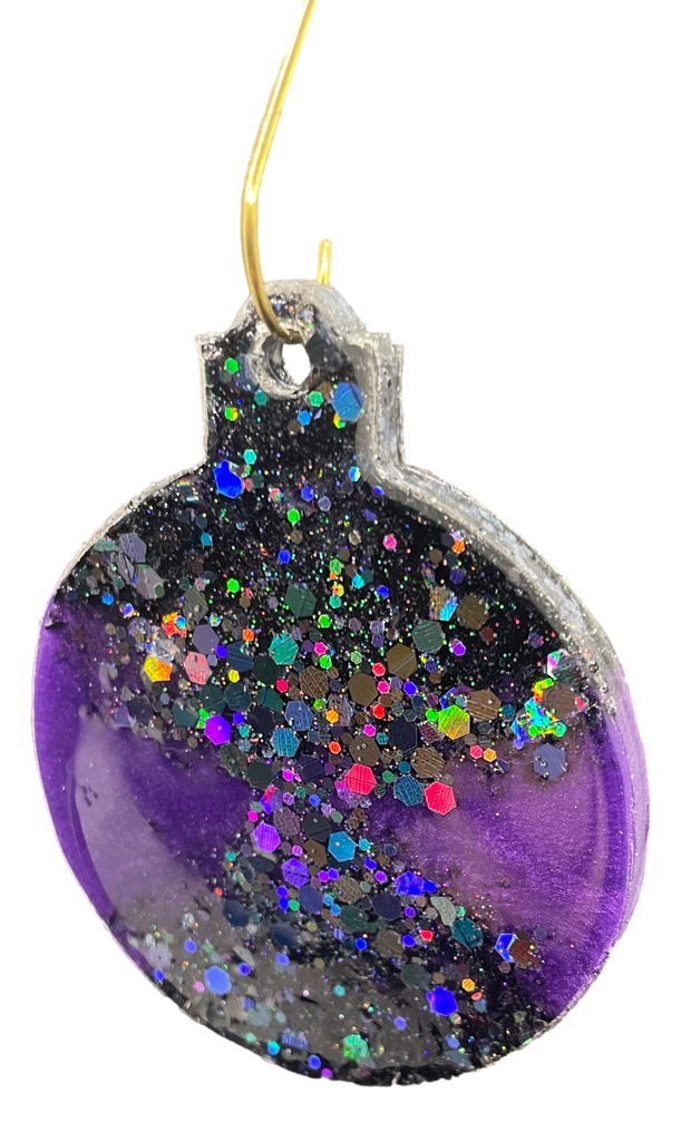 Purple with Purple Glitter Ball Ornament