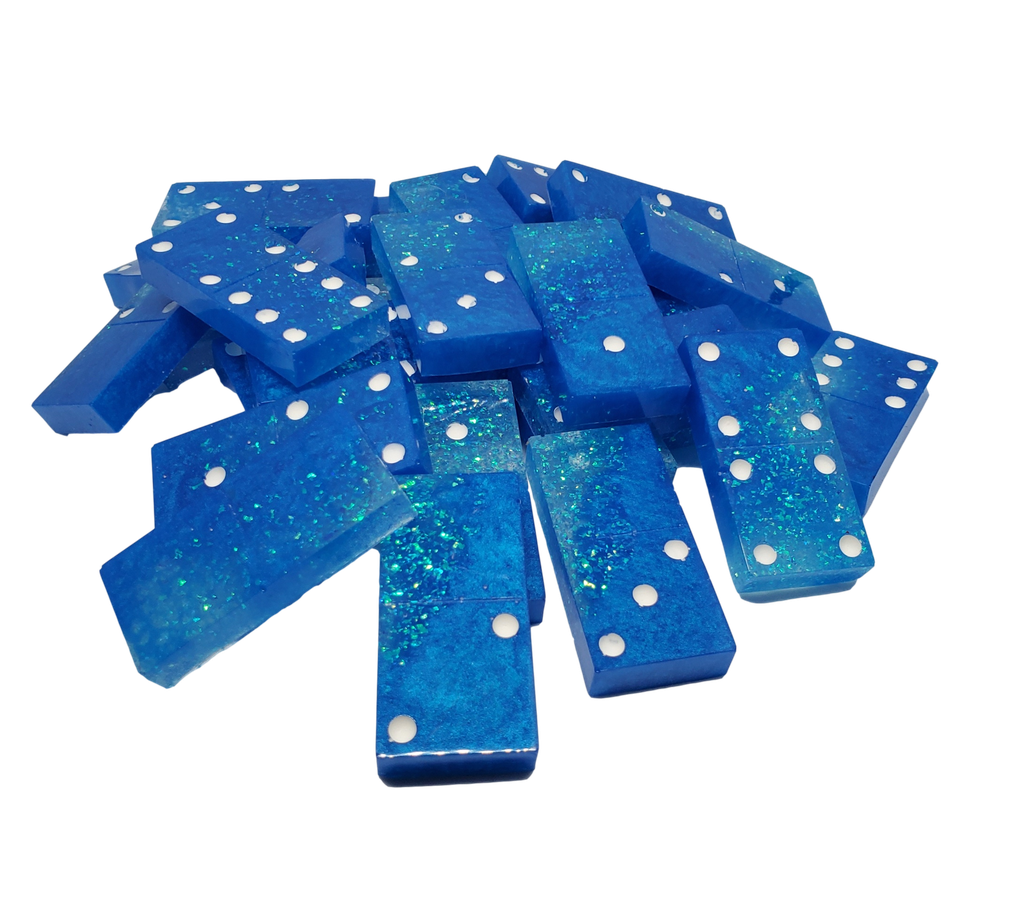 Blue Tones 28-piece Resin Domino Game Tiles