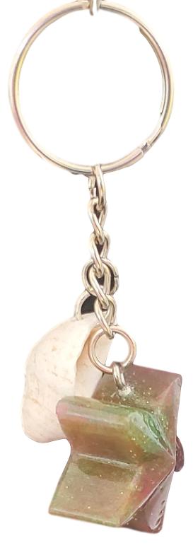 Pink & Green Starfish Keychain