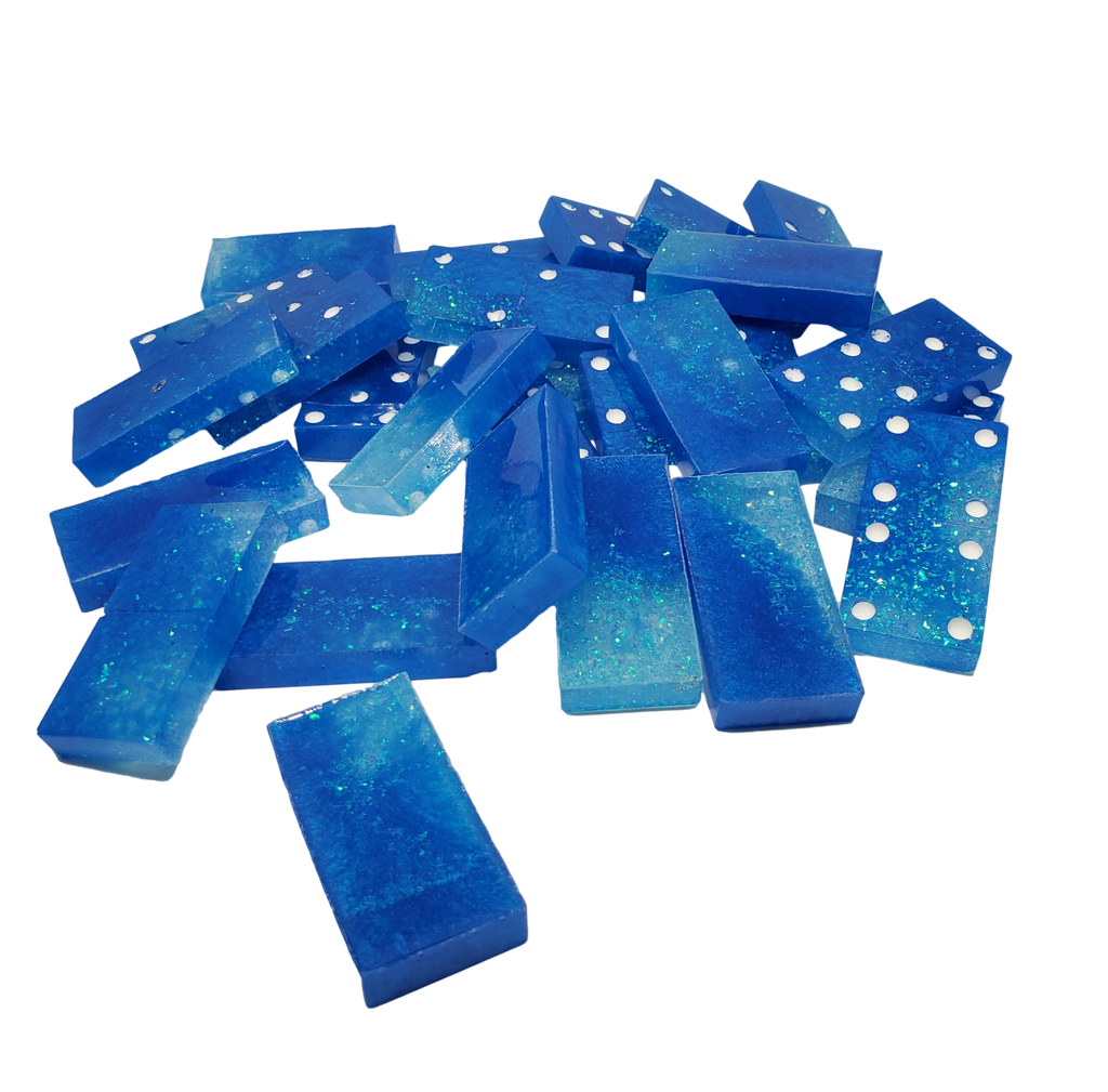 Blue Tones 28-piece Resin Domino Game Tiles