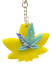 Yellow Don't Trip Pot Leaf Keychain