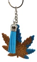 Teal & Copper Hemp Leaf Keychain