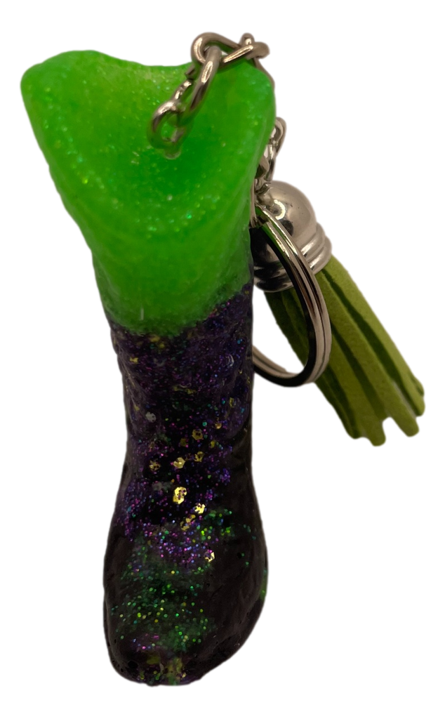 Lime & Purple Cowboy Boot Keychain