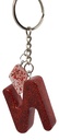 Deep Red Glitter Letter "N" Alphabet Keychain